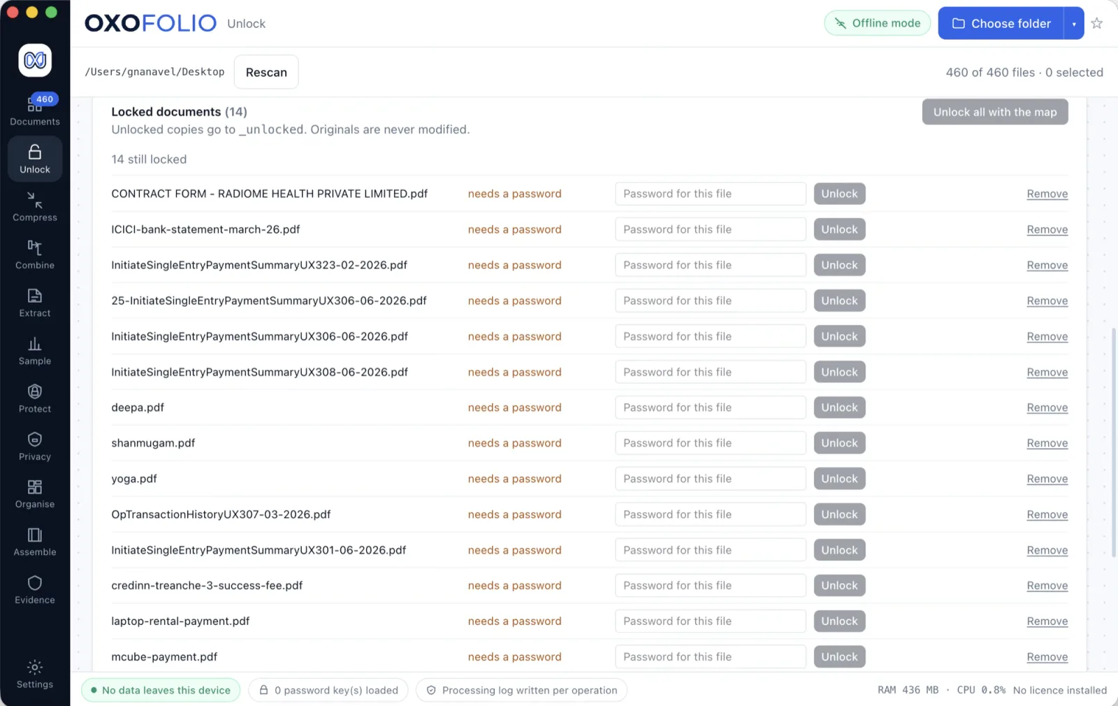 Oxofolio batch unlock