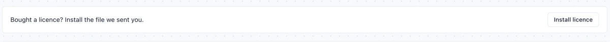 The Install licence row in Oxofolio's Settings.